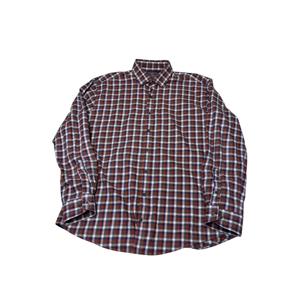 Brook Taverner Luxury Shirtmakers Mens XL 35 Plaid Cotton Tailored Fit Shirt